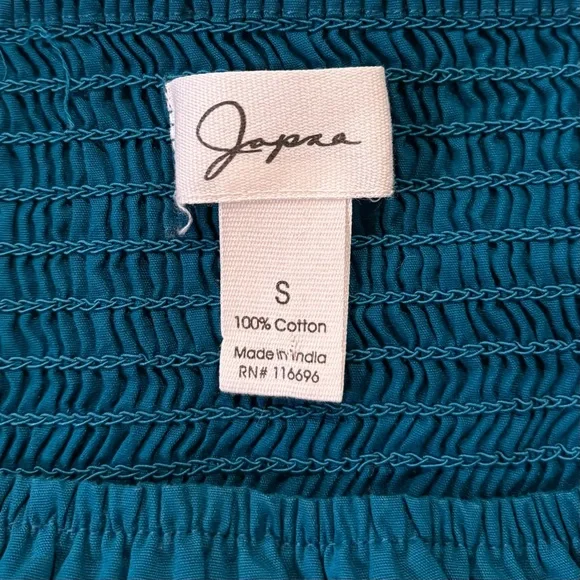 Jaspa Teal Long Sleeve Corset Crop Top Smocked Back Small - Picture 3 of 6